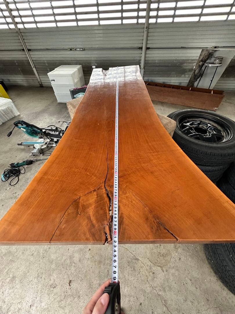【天然梅の木一枚板】横172cm 光沢仕上げ 無垢材 看板 カウンター 店舗什器