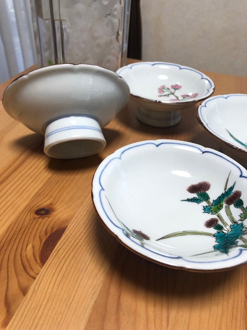 九谷焼　泰山窯　絵変わり　高台小鉢揃　5客　料亭
