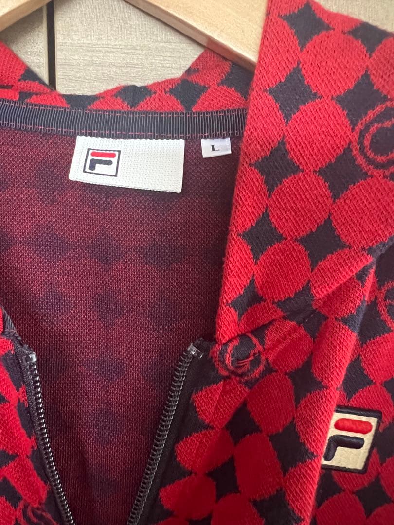 FILA テニス　ジャガードフーデイとシャツ、スカートの3点セットアップ　L