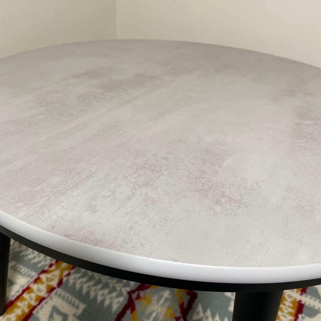 ダイニングこたつ高足丸テーブル円形　白黒 掛布団付き 直径100cm