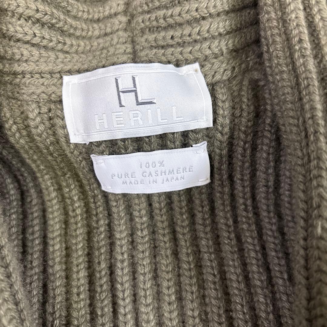 HERILL カシミヤカーディガン オリーブグリーン　2 ゴールデンキャッシュ