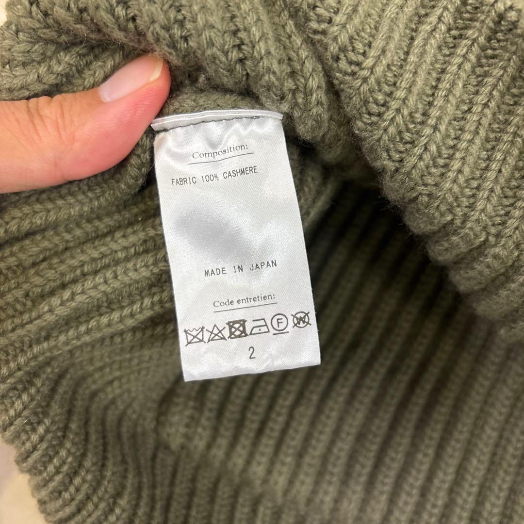 HERILL カシミヤカーディガン オリーブグリーン　2 ゴールデンキャッシュ