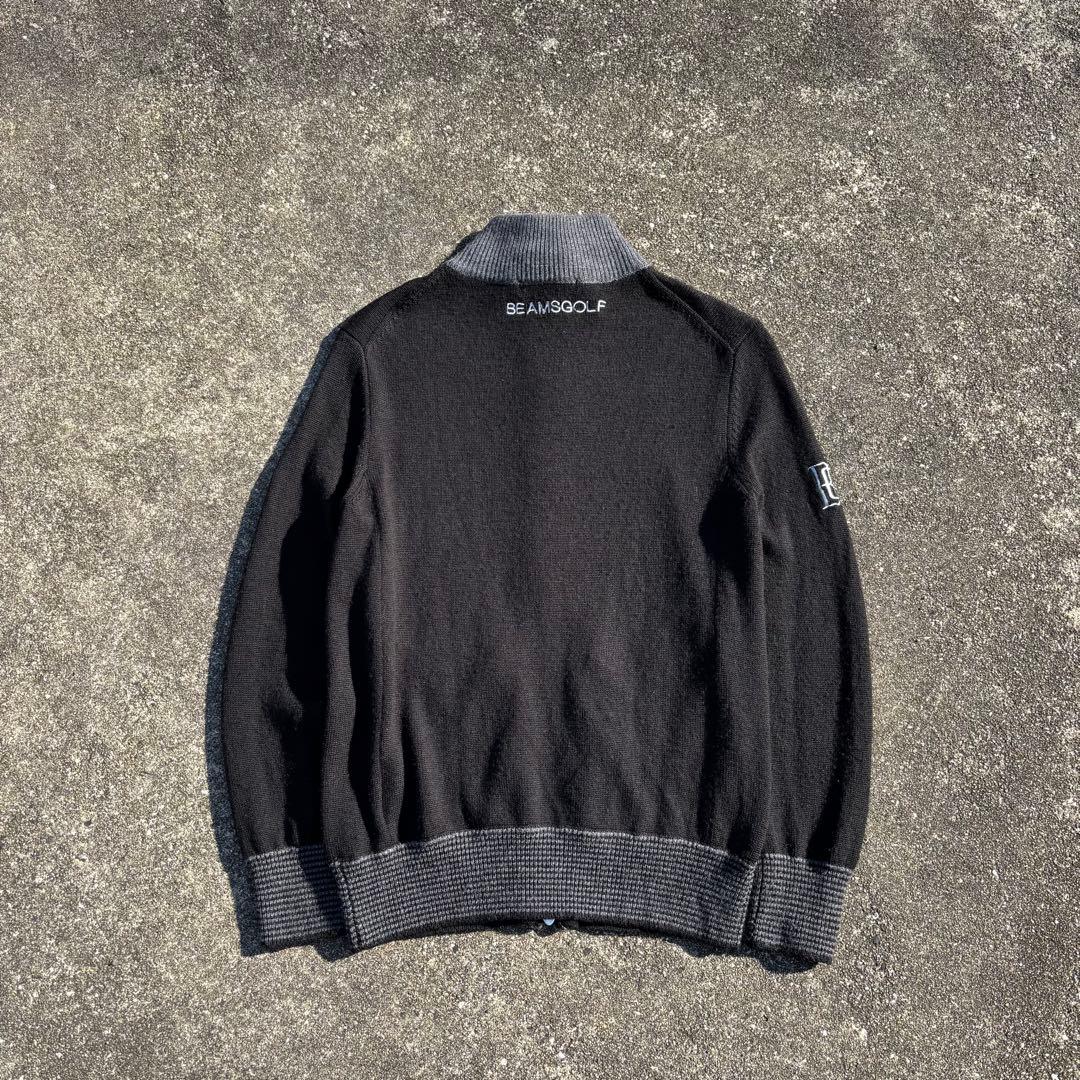 美品 BEAMS GOLF ダブルジップ ドライバーズニット 刺繍ロゴ 高級