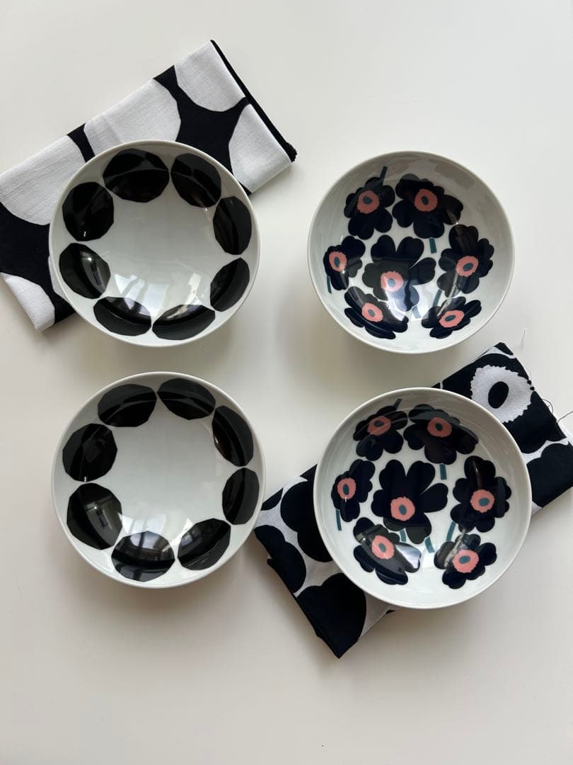 マリメッコ　茶碗　手ぬぐい　未使用品　新宿伊勢丹限定コラボ　福泉窯　希少　レア