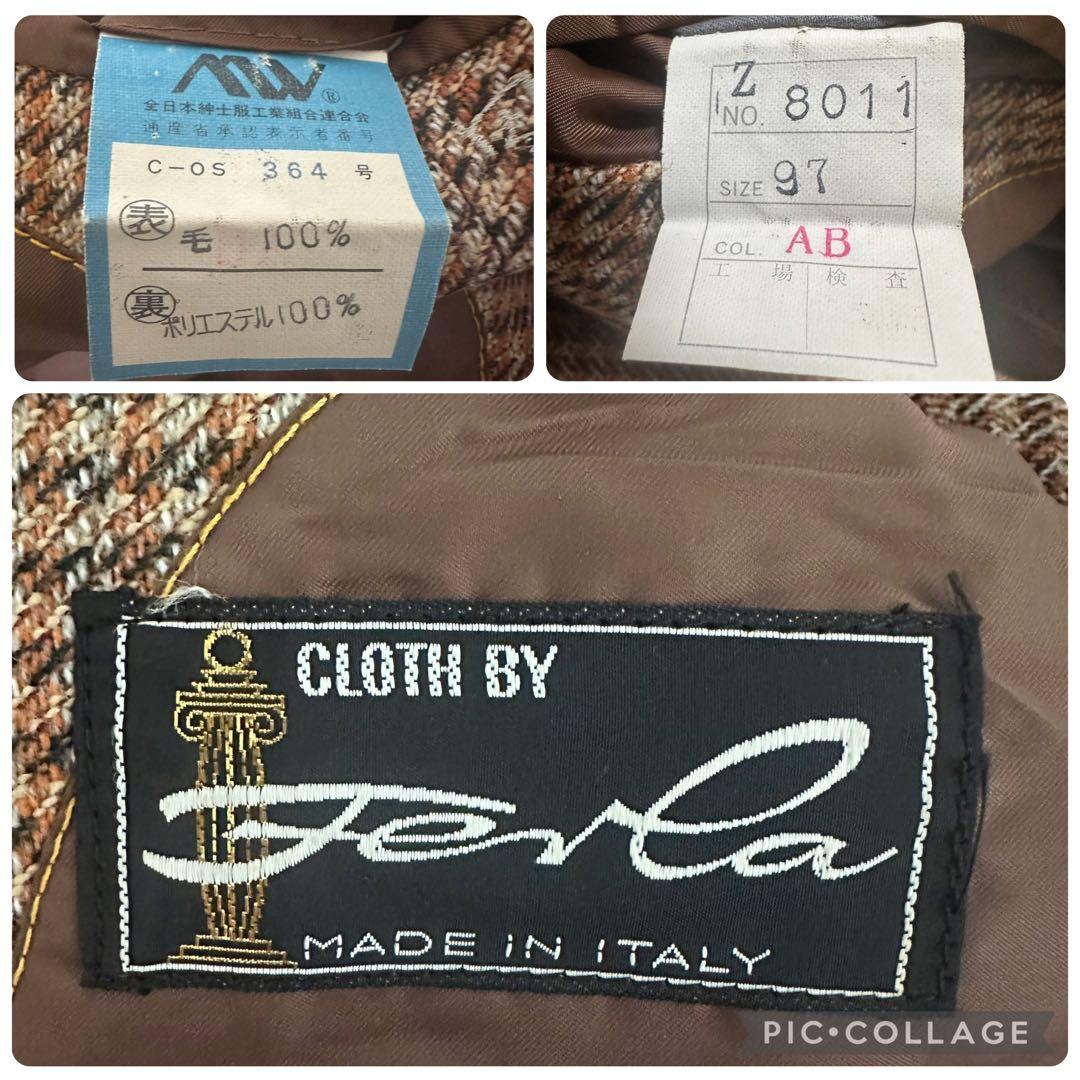 【高級生地メーカー　フェルラ】ステンカラーコート　イタリア製　ツイード　ウール