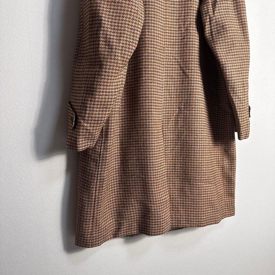 【高級生地メーカー　フェルラ】ステンカラーコート　イタリア製　ツイード　ウール