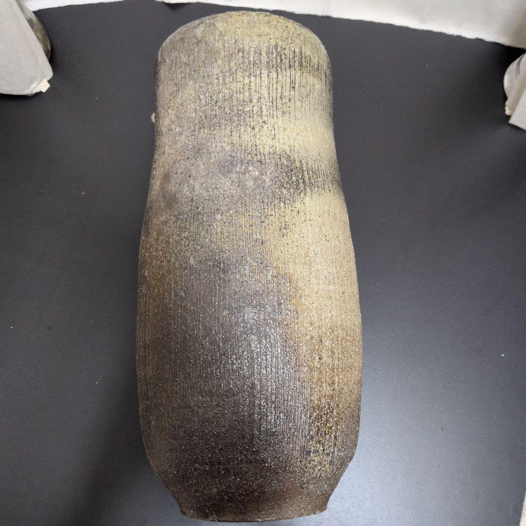 【灰釉　窯変長壺】みきお