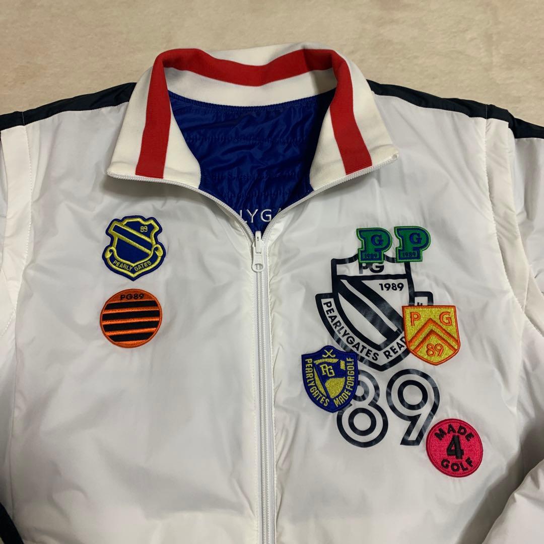 m*i様 PEARLY GATES リバーシブル中綿ジャケット／ベスト、白／青、