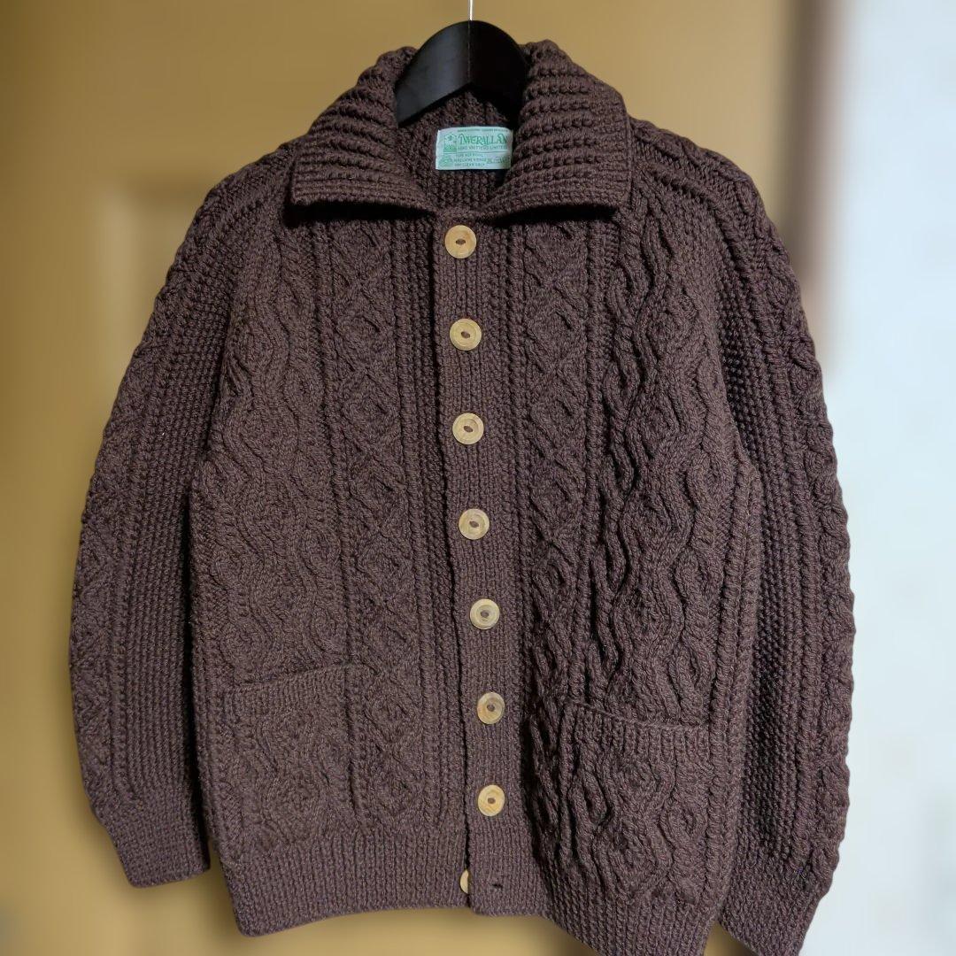 INVERALLAN インバーアラン　3Aカーディガン　ブラウン　グリーンタグ