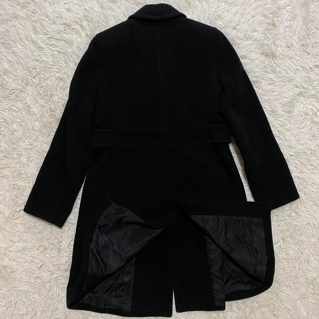 【美品】バーバリーブルーレーベル　ダブルチェスターコート　カシミヤ混　黒　M