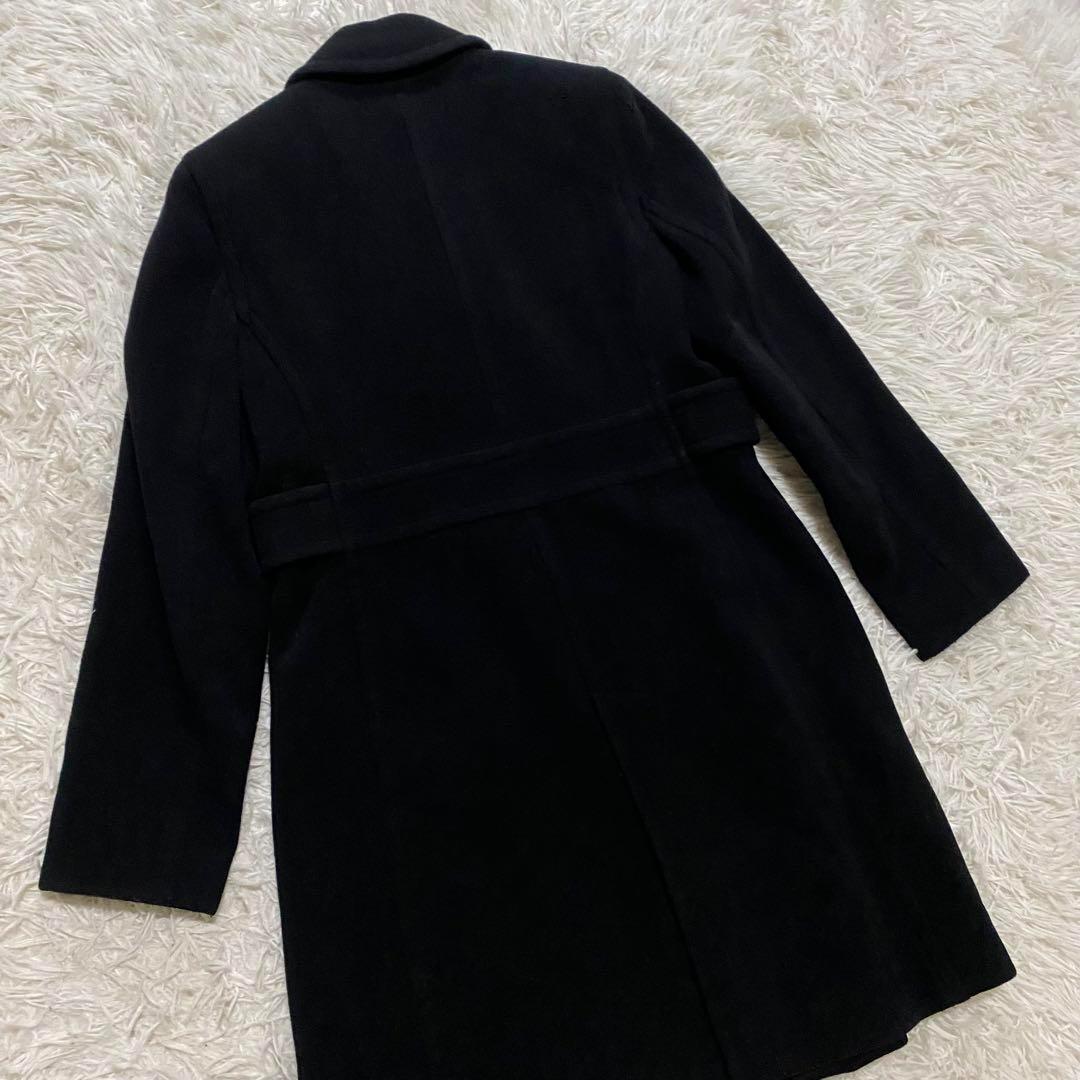 【美品】バーバリーブルーレーベル　ダブルチェスターコート　カシミヤ混　黒　M