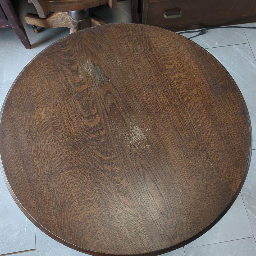 アンティークフランスダークブラウン楕円形木製座卓