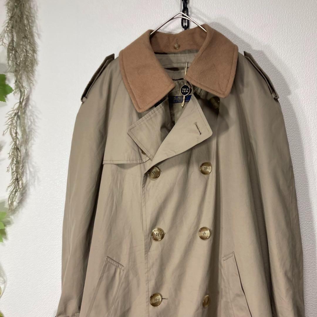 80s ブルックスブラザーズ トレンチコート　ウールライナー　裏地チェック柄