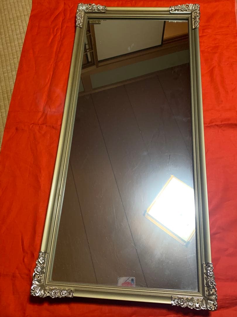 花柄装飾の大きめ姿見　ロココ調　ビンテージ　希少