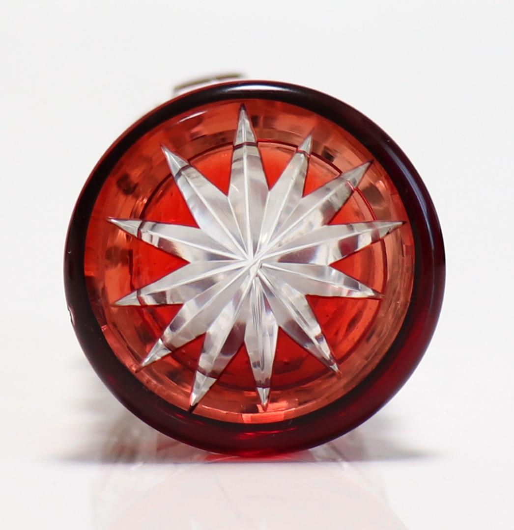 オールド・バカラ ディアマン・ピエーリー ワインレッド色被せ装飾ミニチュール花瓶