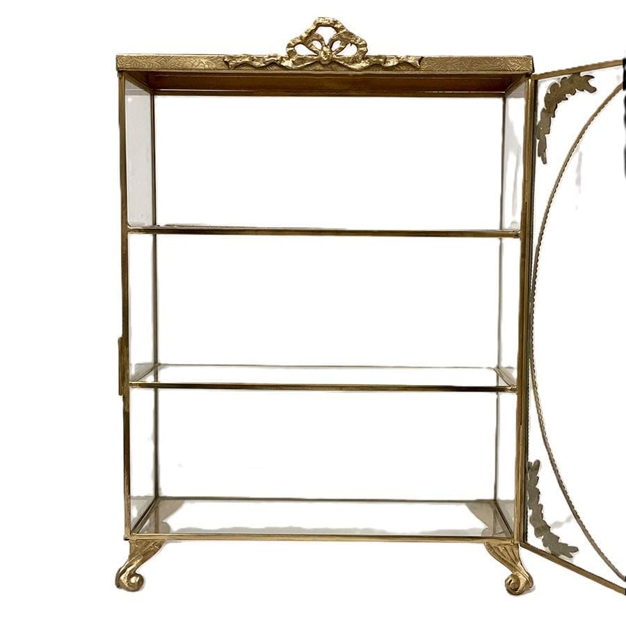 新品　真鍮×ガラス製 コレクションボックス（扉開閉式）アンティーク調