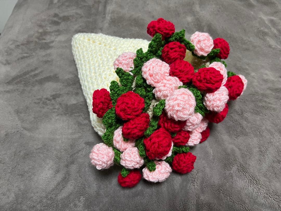 花束ブランケット　ブーケブランケット　ハンドメイド　バラ　直径約90cm