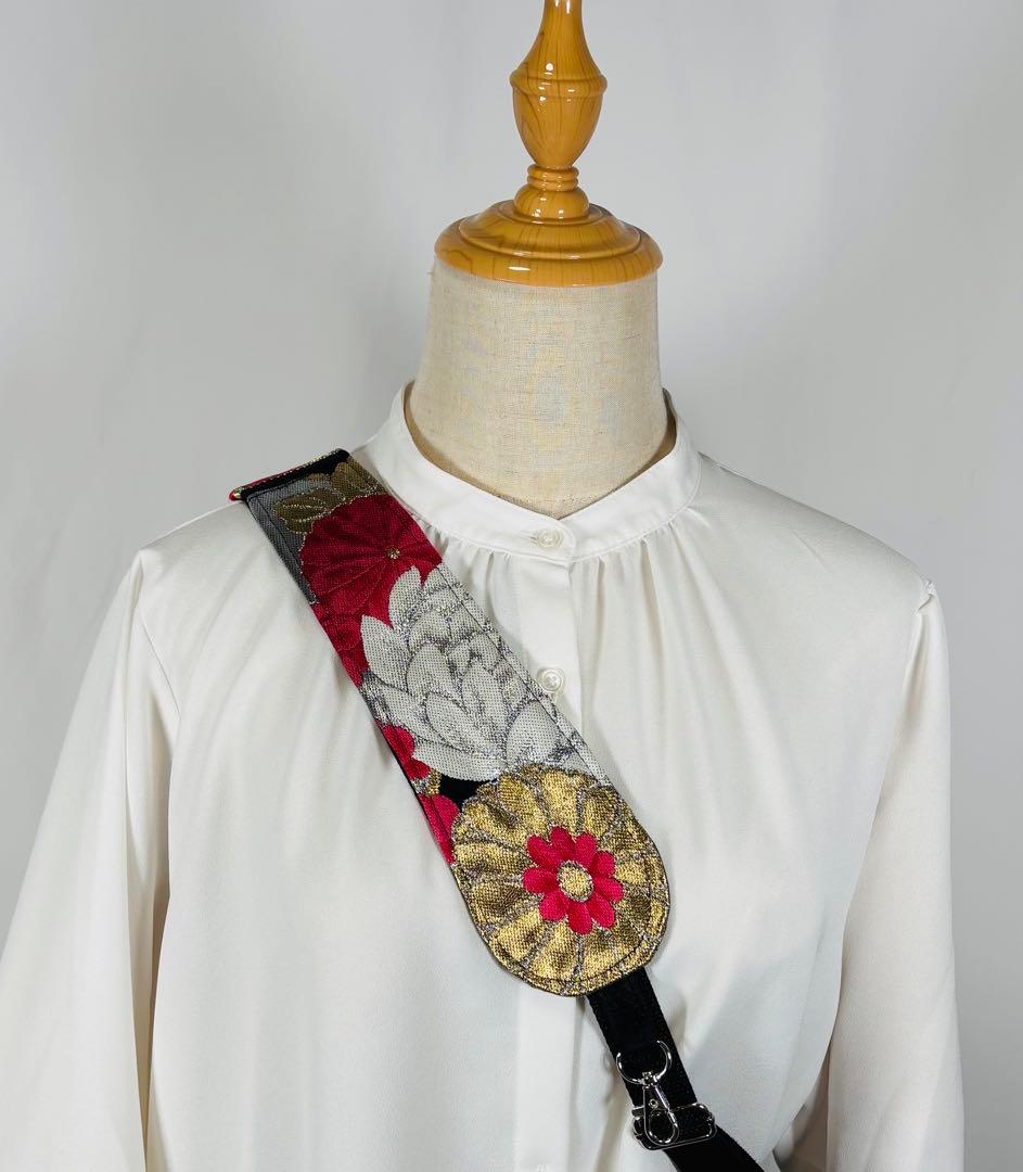 帯バッグリメイク　777番ボディバッグ　赤金銀鳳凰