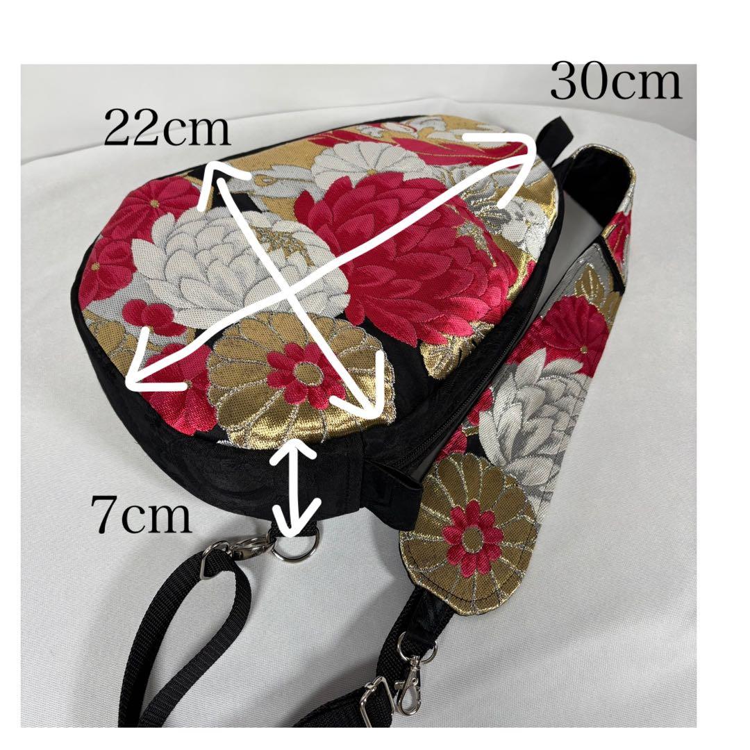 帯バッグリメイク　777番ボディバッグ　赤金銀鳳凰