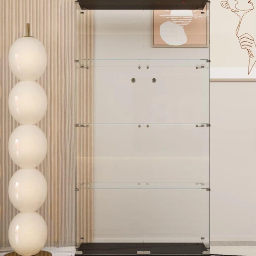 新品 両扉 ガラスケース 4段 強化ガラス ブラック フィギュア