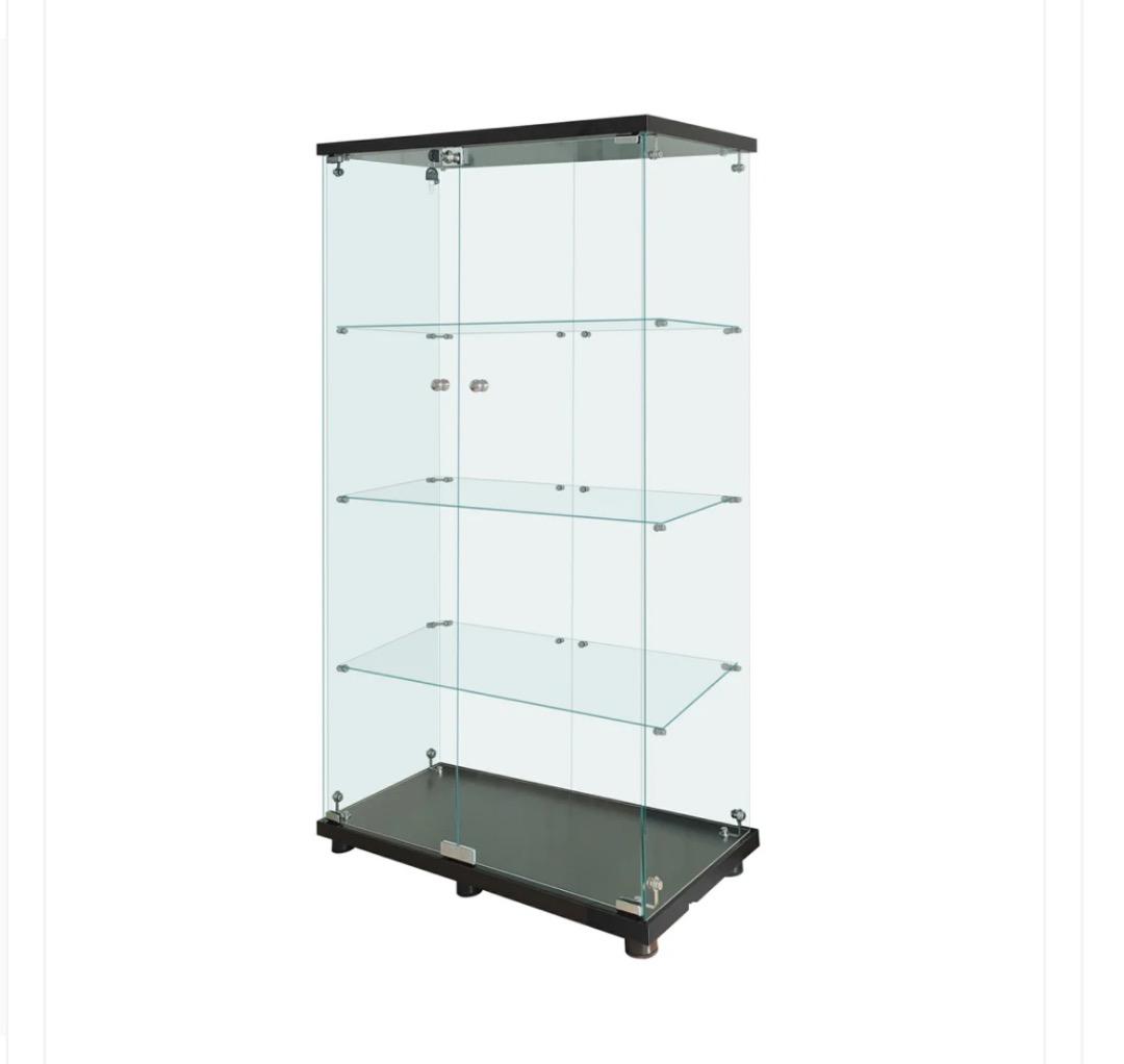 新品 両扉 ガラスケース 4段 強化ガラス ブラック フィギュア