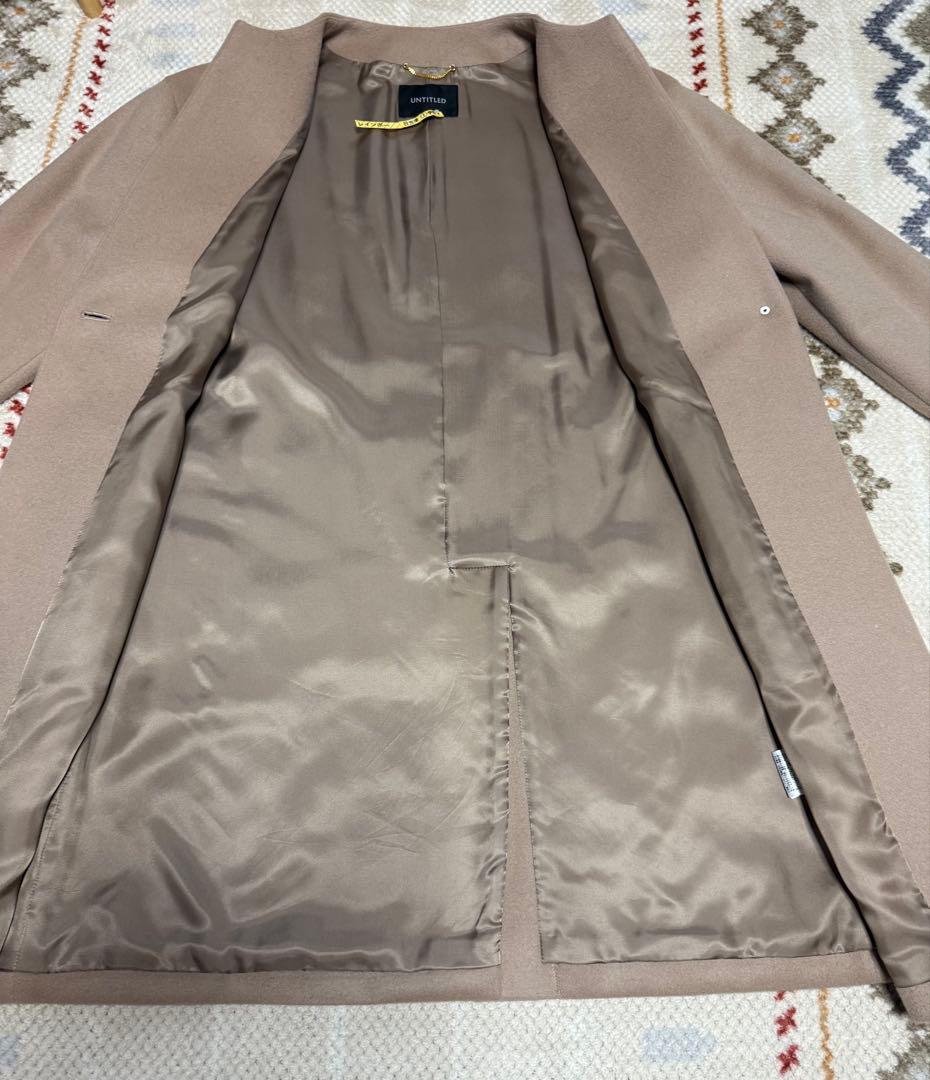 アンタイトルカシミヤベージュ ノーカラー コート☆美品☆