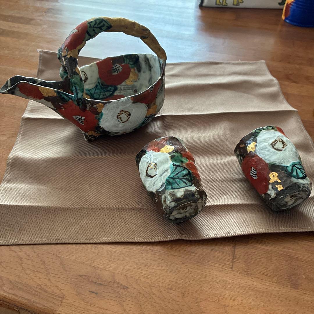 美濃焼芳洲窯花柄陶器酒器セット