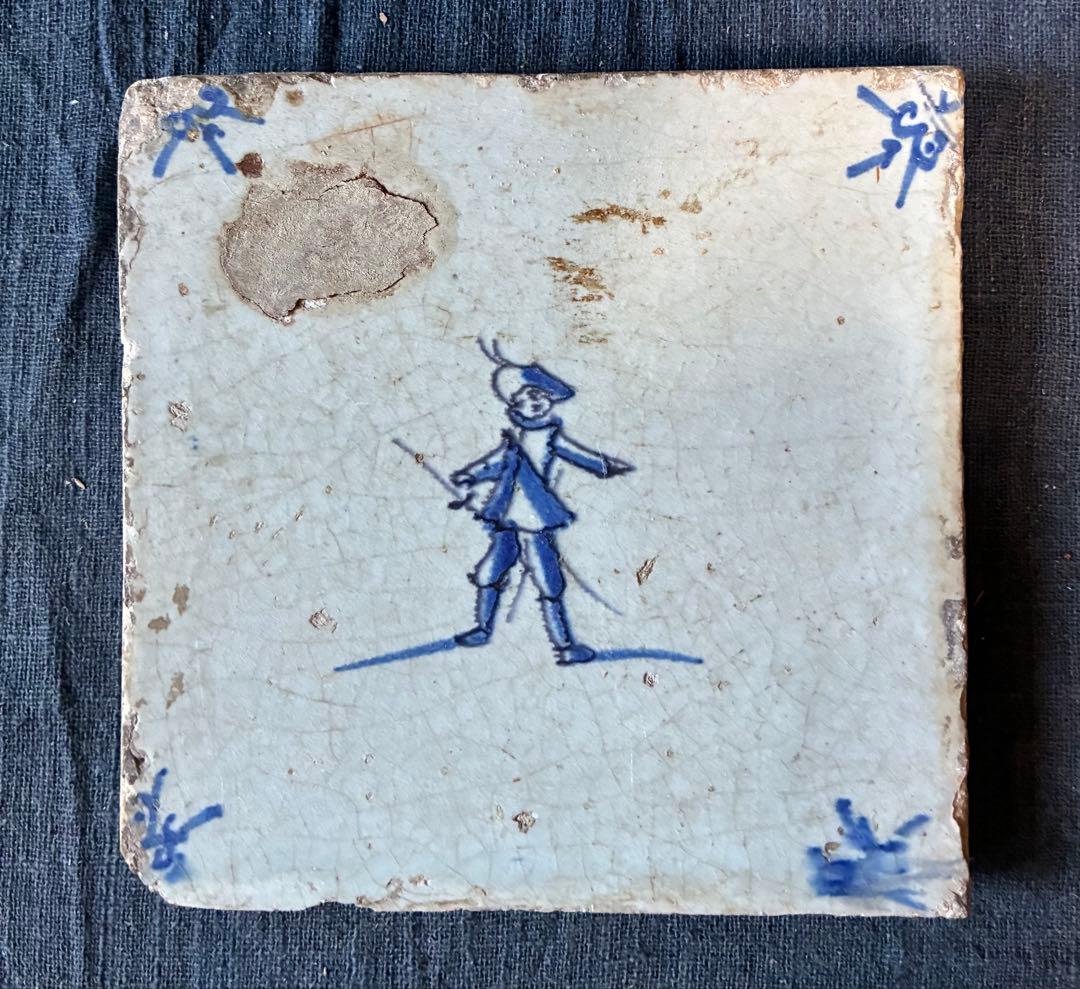 デルフトタイル　17世紀　ローヤルブルー　　 染付けタイル
