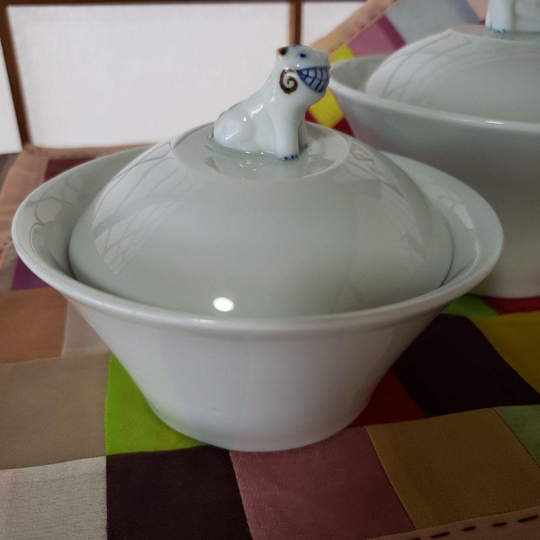 韓国　食器　白磁　虎　蓋付き　椀　スープ　器