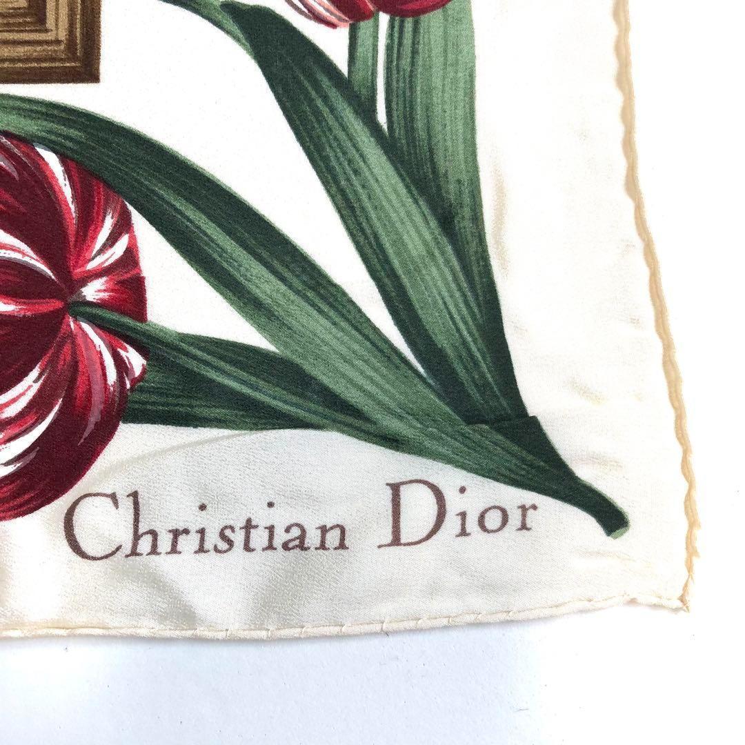 ディオール ChristhianDior スカーフ 花柄 チューリップ シルク