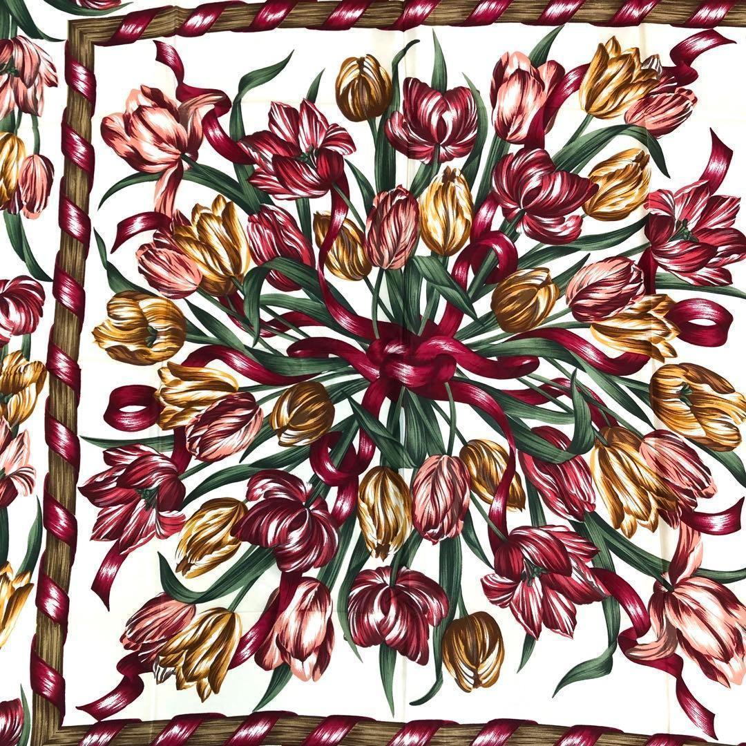 ディオール ChristhianDior スカーフ 花柄 チューリップ シルク