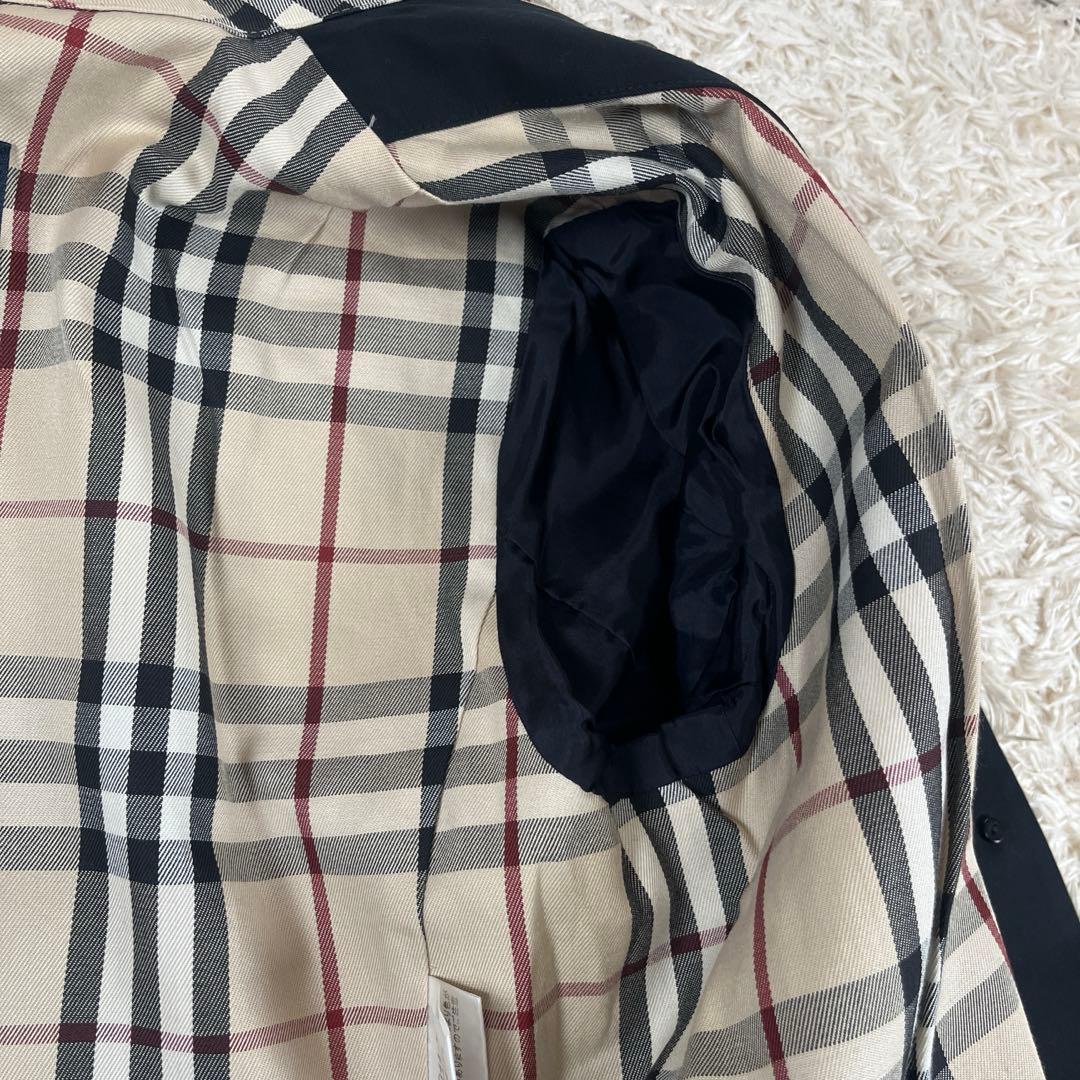 バーバリーロンドン ステンカラーコート ブラック ノバチェック 7 Sサイズ
