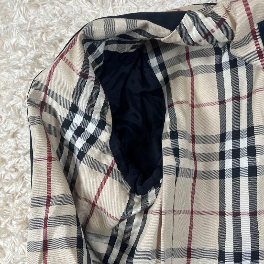 バーバリーロンドン ステンカラーコート ブラック ノバチェック 7 Sサイズ