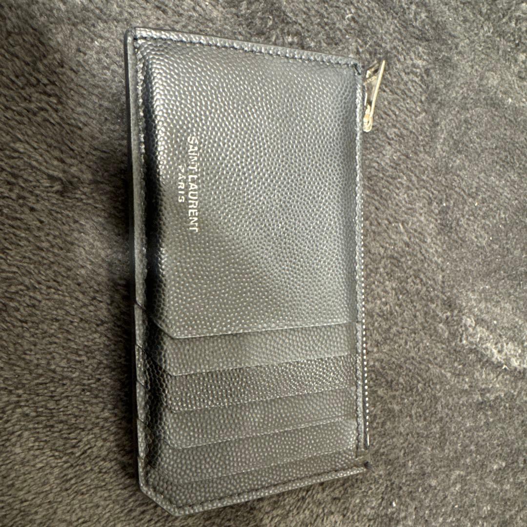 サンローランパリ　ケース　マネークリップキャビアスキン　ブラック