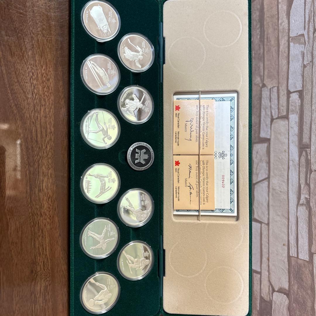 【激レア完品】カルガリー冬季五輪 20ドル銀貨 10枚セット 証書・大型ケース付