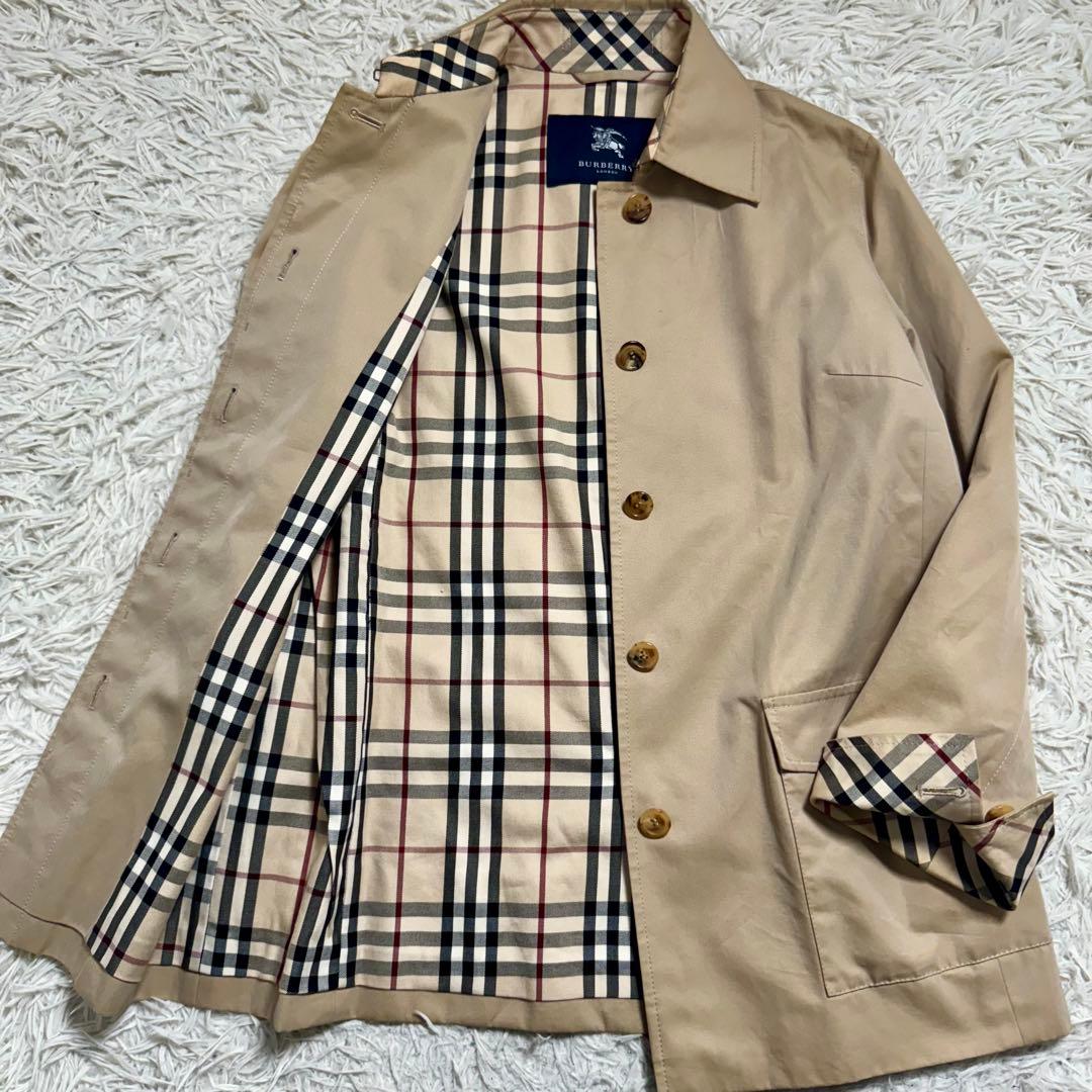 バーバリーロンドン　スプリングコート　ステンカラー　メガチェック　ベージュ　40