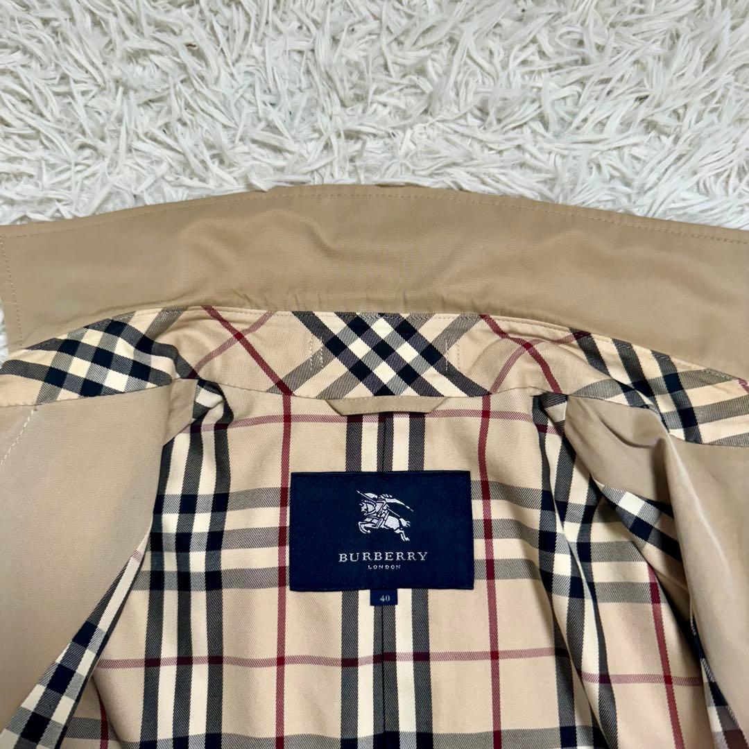 バーバリーロンドン　スプリングコート　ステンカラー　メガチェック　ベージュ　40