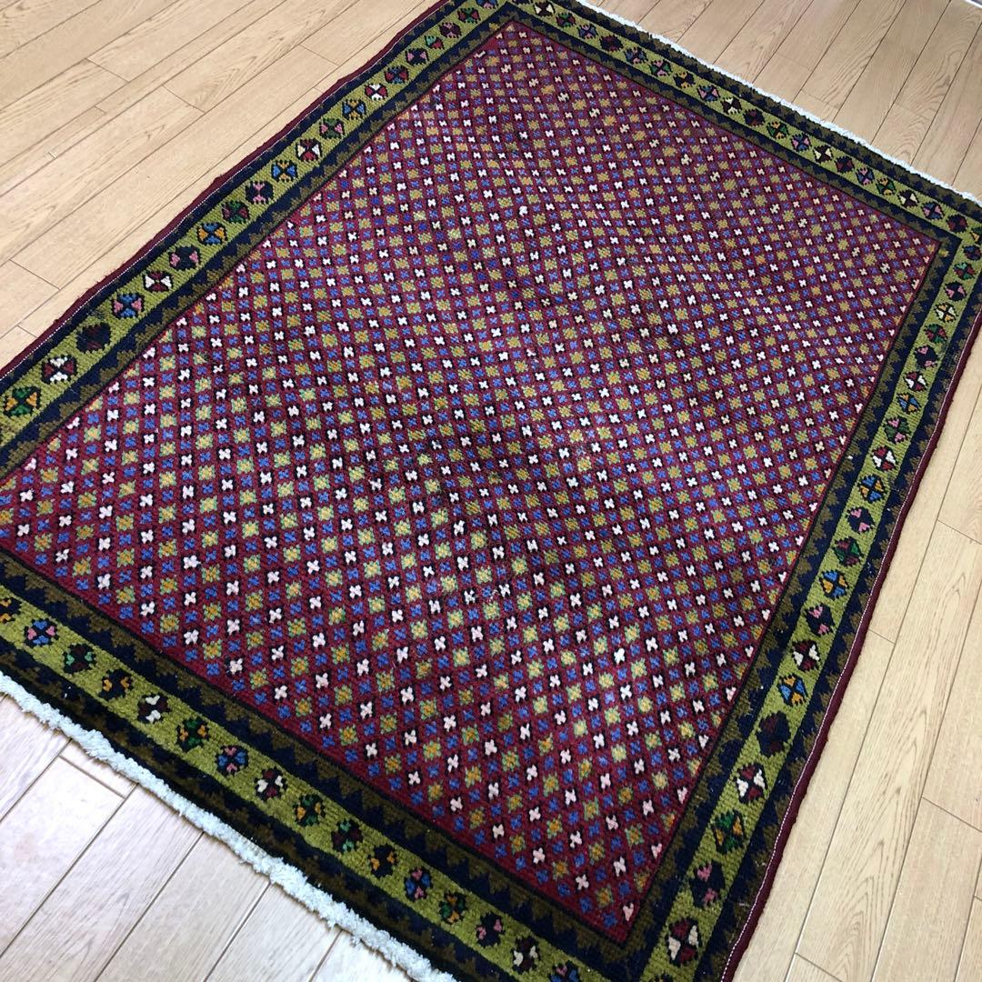 ペルシャ絨毯 ヴィンテージラグ 147×100cm 手織り オールドpersia