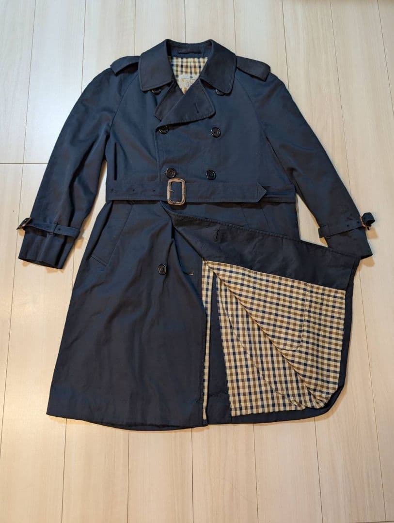 稀少モデル【×Harrods】80ｓ　アクアスキュータム　トレンチコート