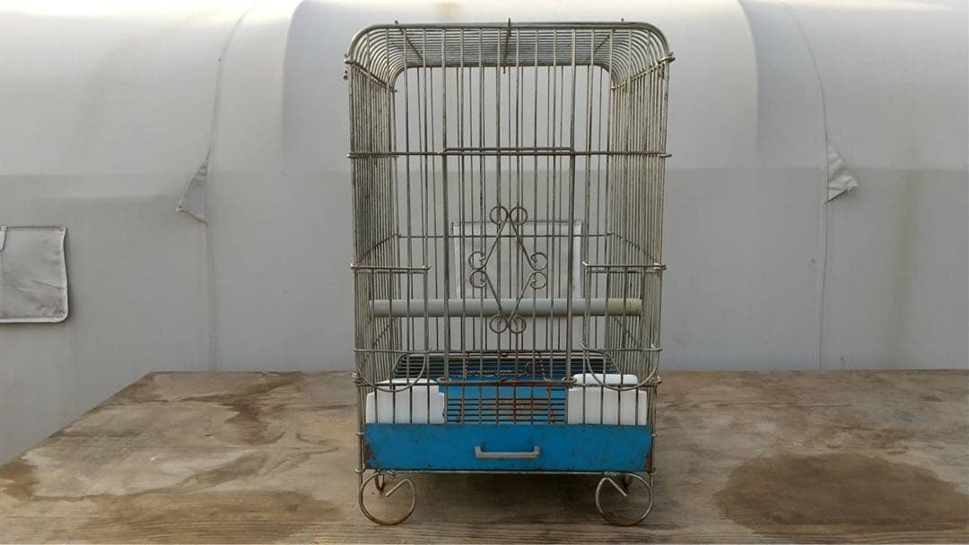 【O-1064】鳥籠 鳥カゴ オウム インコ 昭和レトロ アンティーク シャビー