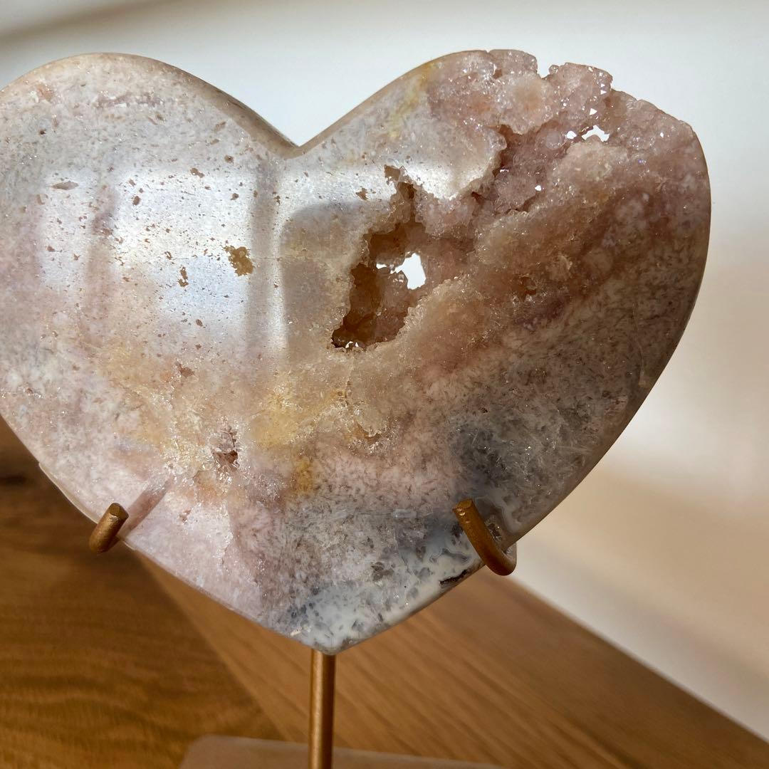 ブラジル産　ピンクアメジスト　ハート　スタンド付き