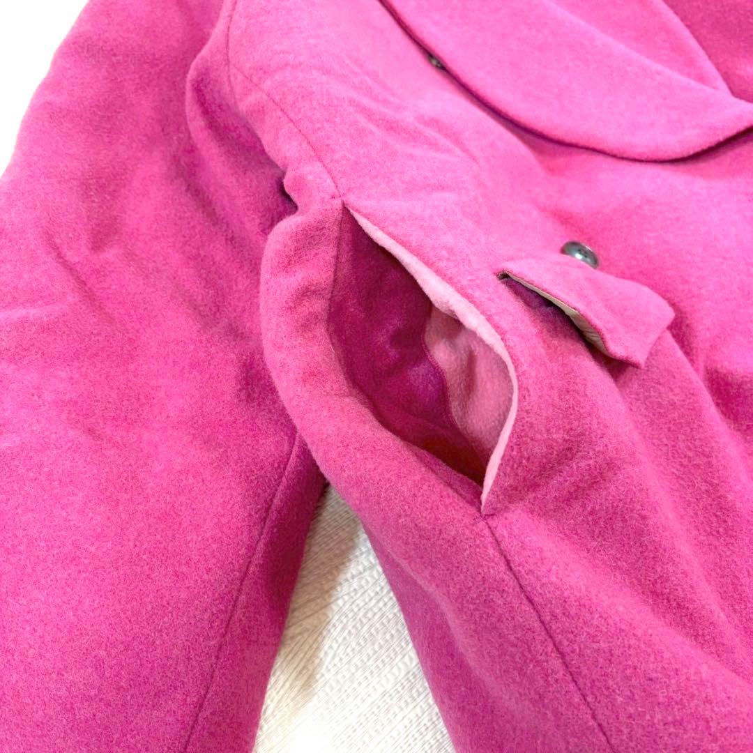 美品✨ホリデイ　近年モデル　ショールカラーフトンコート　ピンク　ウール