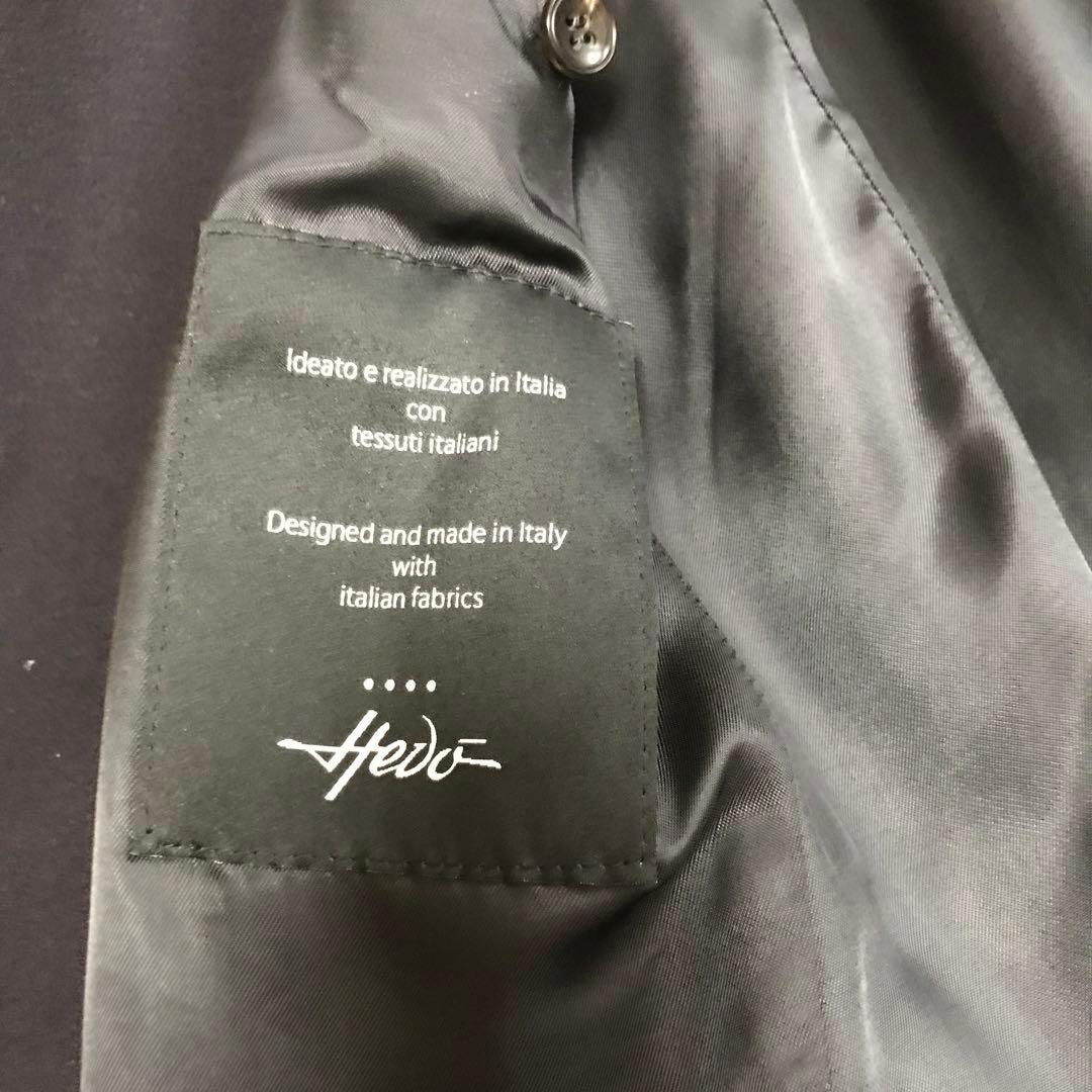 極美品　HEVO イーヴオ　ウールメルトンダブルトレンチ　ネイビー　48