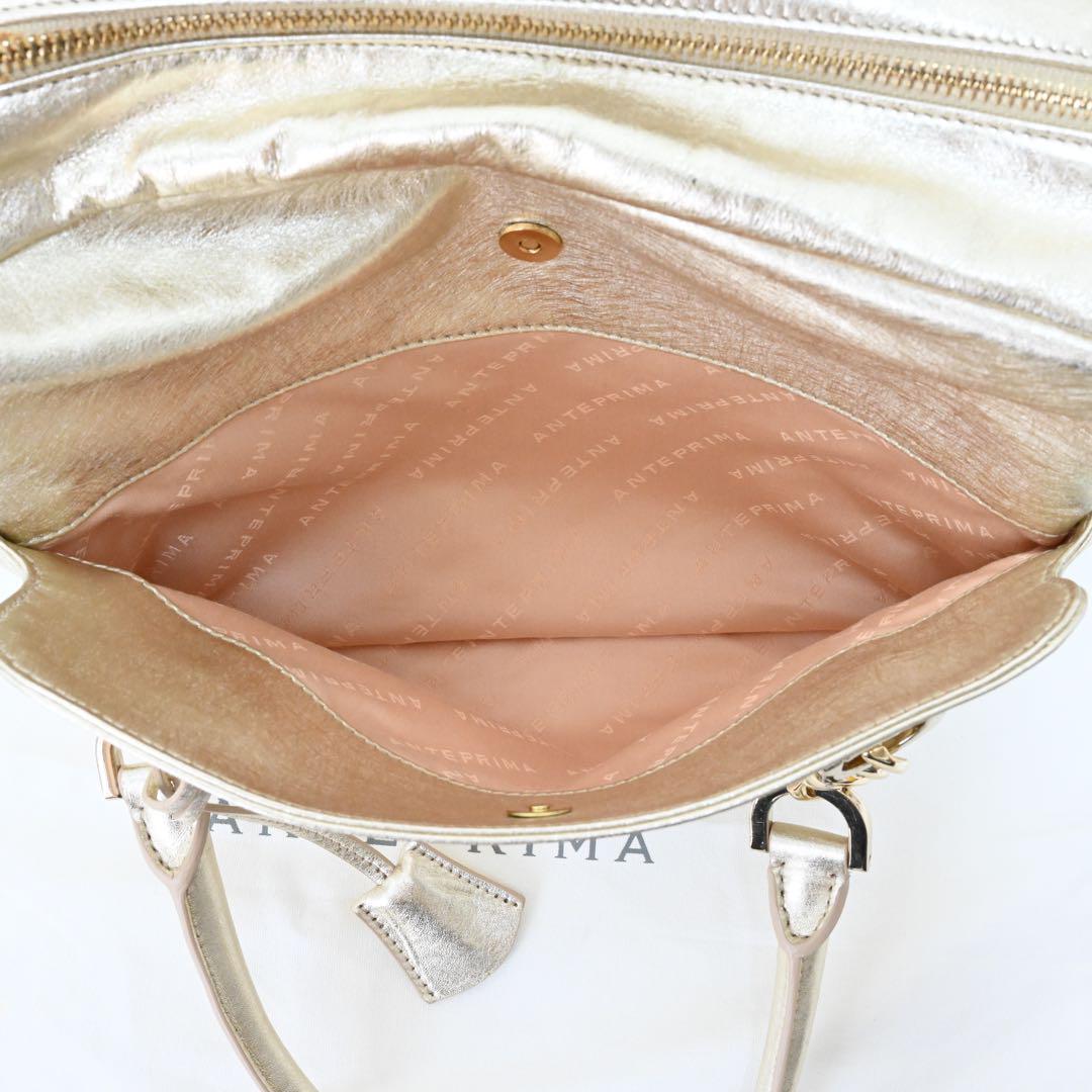 未使用 タグ付き AntePrima ミニボストンバッグ 特殊加工 ゴールド
