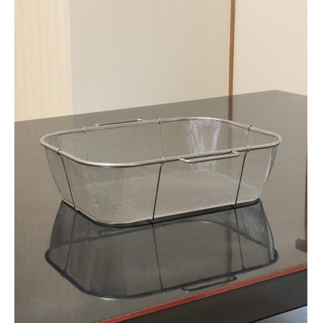 【未使用】ステンレス業務用フライヤー用 油缶・コシ網 2個セット