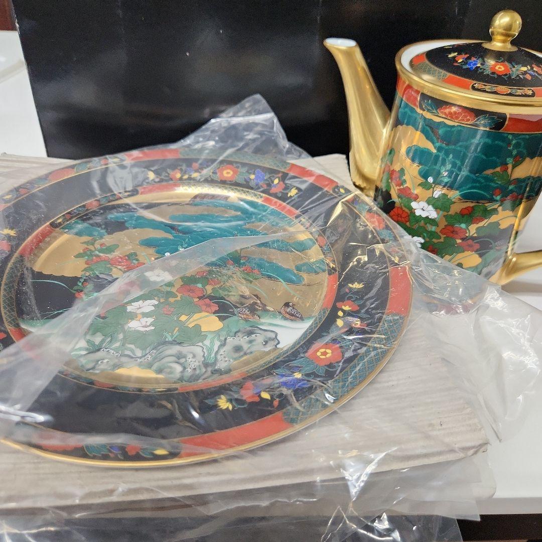 金襴手花鳥図器揃 厳密限定版 有田焼 古伊万里　皿５枚セット　ポットつき　未使用