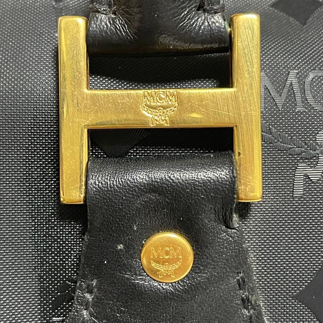 【MCM】美品エムシーエム 2way ミニボストン モノグラム ブラック