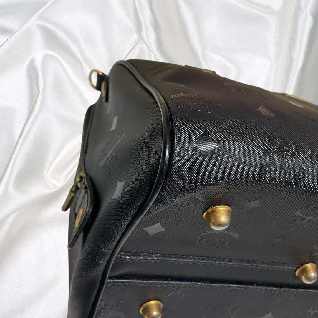 【MCM】美品エムシーエム 2way ミニボストン モノグラム ブラック