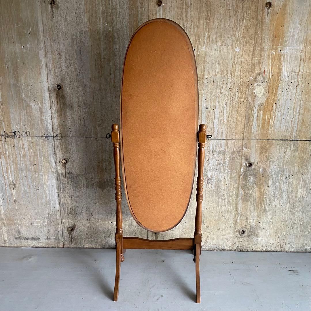 オーバル型　スタンドミラー　クラシックカントリー　楕円　レトロ