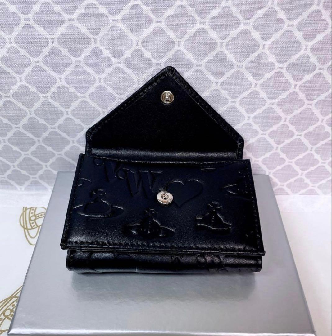【内柄も素敵☆最新】Vivienne Westwood 三折財布 黒 マット